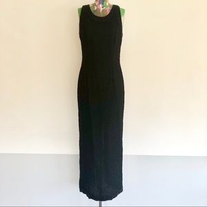 🎵VINTAGE 80s Laurence Kazar Beaded Maxi Dress